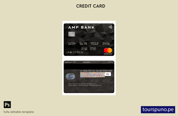 lista para imprimir plantilla de mastercard de AMP Bank de Australia